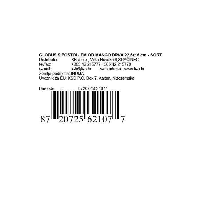 GLOBUS S POSTOLJEM OD MANGO DRVA 22,5x16 cm - SORT