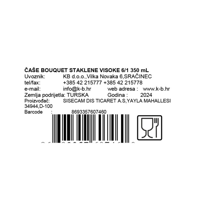 ČAŠE BOUQUET STAKLENE VISOKE 6/1 350 mL
