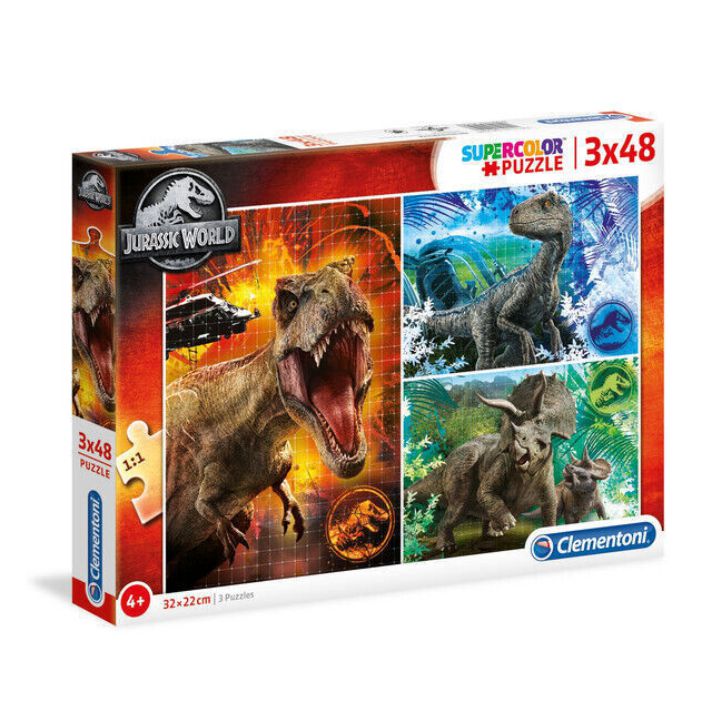 PUZZLE 3x48 DIJELNE JURASSIC WORLD - SUPER COLOR CLEMENTONI