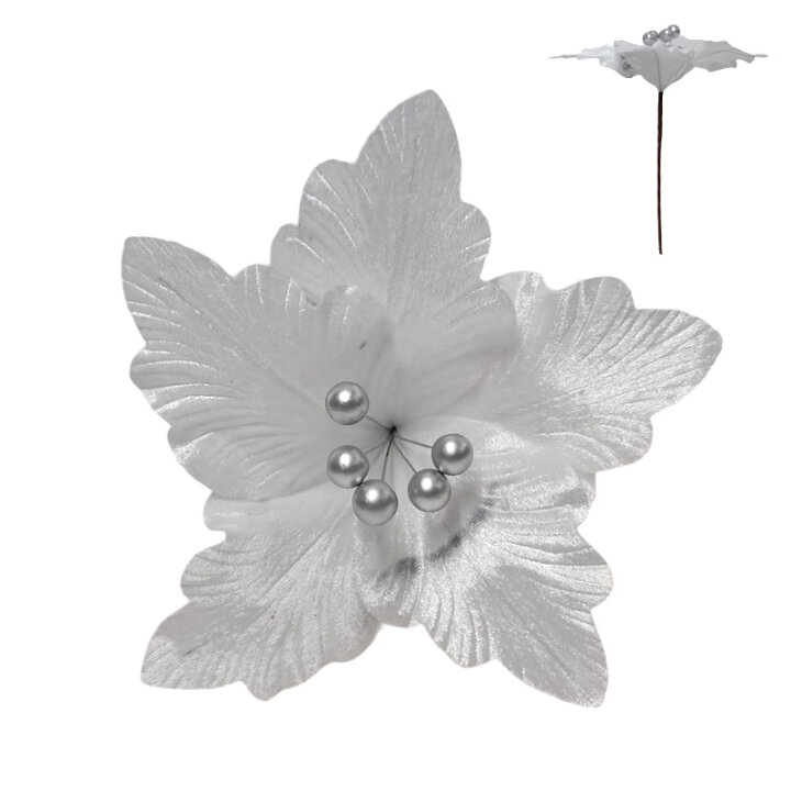 CVIJET BOŽIĆNA DEKORACIJA 34 CM BIJELI