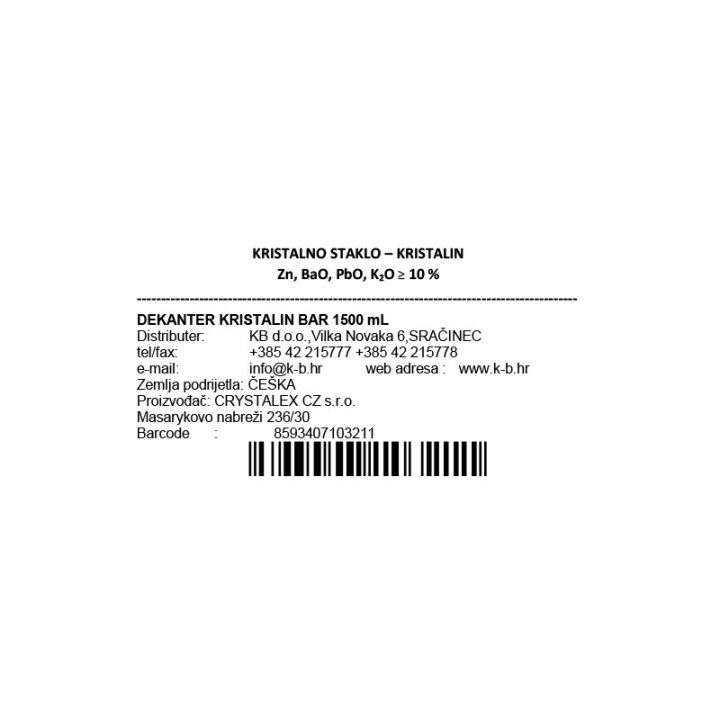 DEKANTER KRISTALIN BAR 1500 mL