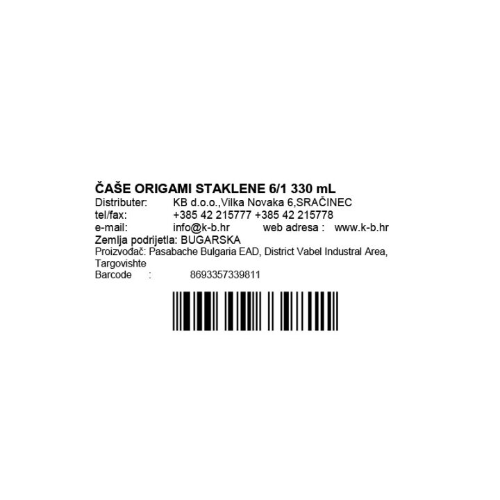 ČAŠE ORIGAMI STAKLENE 6/1 330 mL