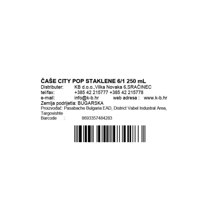ČAŠE CITY POP STAKLENE 6/1 250 mL