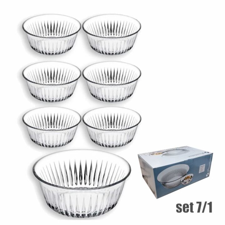 KOMPOT SET FREZYA 7/1 STAKLENI - ZDJELA 24  cm / ZDJELICE 12,5 cm