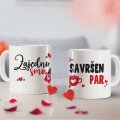 SET ŠALICE KERAMIČKE S TISKOM U POKLON KUTIJI 2/1 BIJELA-Zajedno smo savršen par