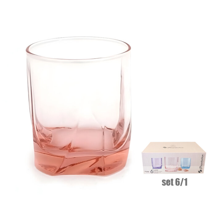 ČAŠE LUNA  STAKLENE ROZA 6/1 245 mL