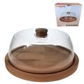 DASKA S POKLOPCEM ZA SIR /TORTU DRVO/PLASTIKA 24 CM