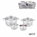 POSUĐE ZA KUHANJE INOX - 7 DIJELNI SET 1,8 L/ 2,0 L/ 3,4 L/ 5,4 L - MILAN