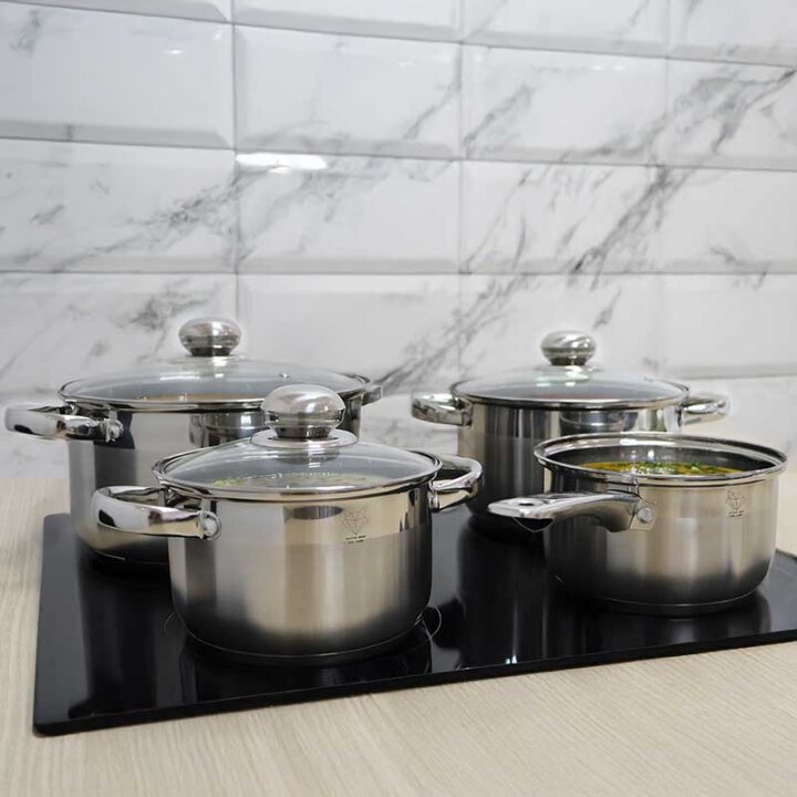 POSUĐE ZA KUHANJE INOX - 7 DIJELNI SET 1,8 L/ 2,0 L/ 3,4 L/ 5,4 L - MILAN