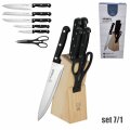 NOŽEVI I ŠKARE U DRVENOM STALKU SET 7 DIJELNI - SPARTA