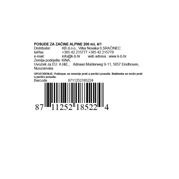POSUDE ZA ZAČINE ALPINE 200 mL 4/1