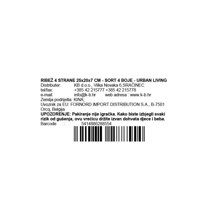 RIBEŽ 4 STRANE 25x20x7 CM - SORT 4 BOJE - URBAN LIVING