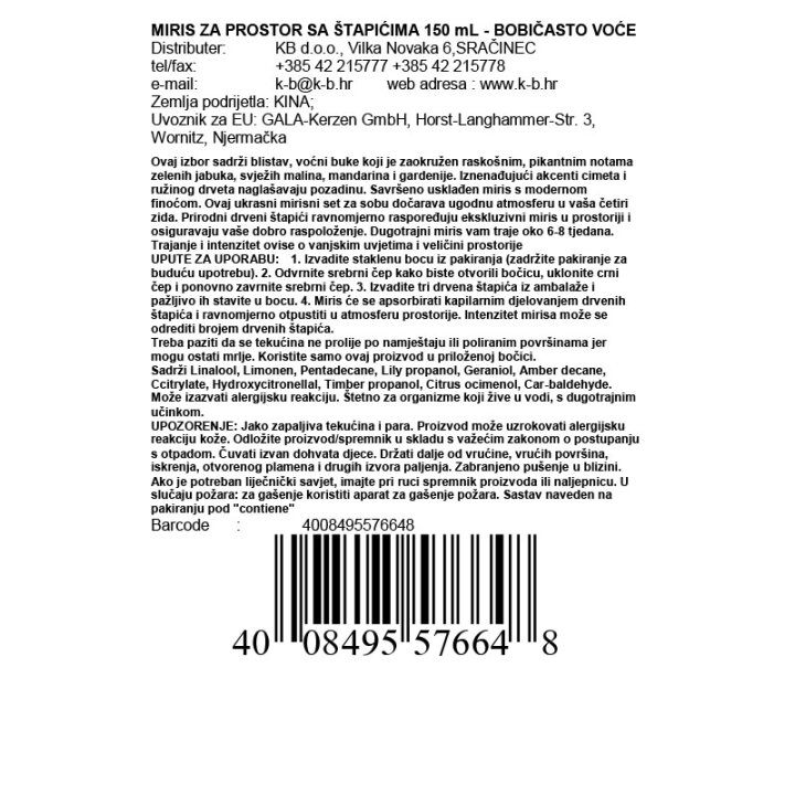 MIRIS ZA PROSTOR SA ŠTAPIĆIMA 150 mL - BOBIČASTO VOĆE