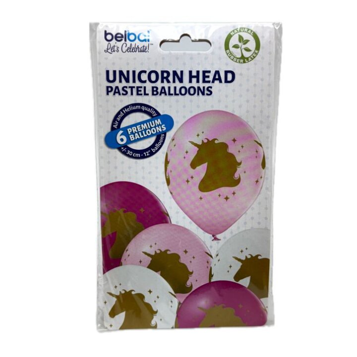 BALONI 6/1 - JEDNOROG - ROZA / LILA / BIJELI 30 cm