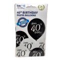 BALONI 6/1 - 40 TH BIRTHDAY - CRNI / BIJELI 30 cm