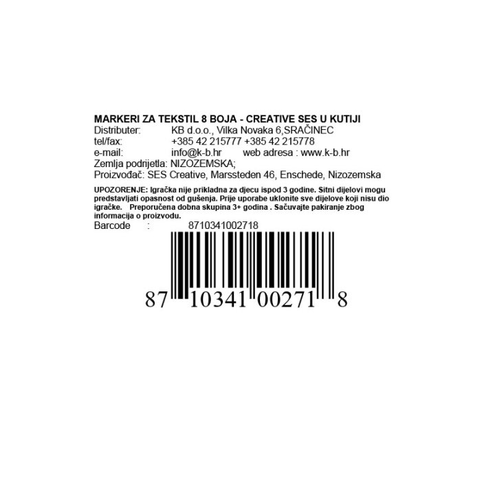 MARKERI ZA TEKSTIL 8 BOJA - CREATIVE SET U KUTIJI