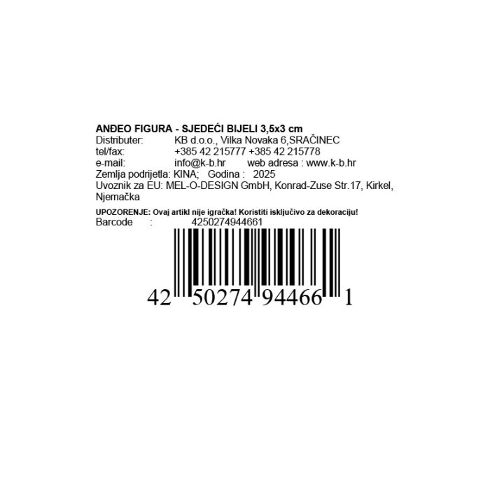 ANĐEO FIGURA - SJEDEĆI BIJELI 3,5x3 cm