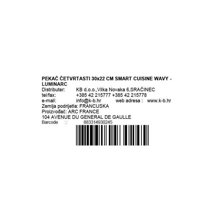 PEKAČ ČETVRTASTI 30x22 CM SMART CUISINE WAVY - LUMINARC