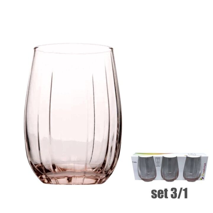 ČAŠE STAKLENE LINKA ROZE SET 3/1 380 ML