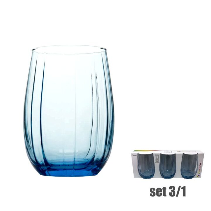 ČAŠE STAKLENE LINKA TIRKIZNE SET 3/1 240 ML