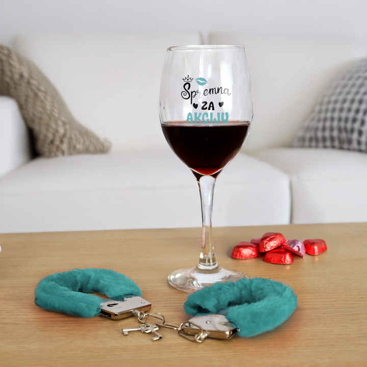 ČAŠA ZA VINO S LISICAMA I TISKOM 