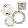 SERVIS ZA JELO 18 DIJELNI NEW BONE FLORA LUX DEKORIRANI - VALOVITI RUB