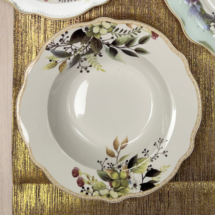 SERVIS ZA JELO 18 DIJELNI NEW BONE FLORA LUX DEKORIRANI - VALOVITI RUB