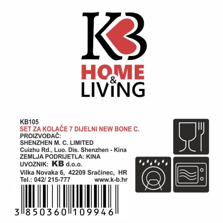 SET ZA KOLAČE 7 DIJELNI NEW BONE ELEGANZA DEKORIRANI - VALOVITI RUB