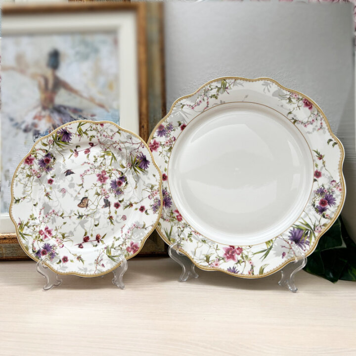 SET ZA KOLAČE 7 DIJELNI NEW BONE JARDIN DEKORIRANI - VALOVITI RUB