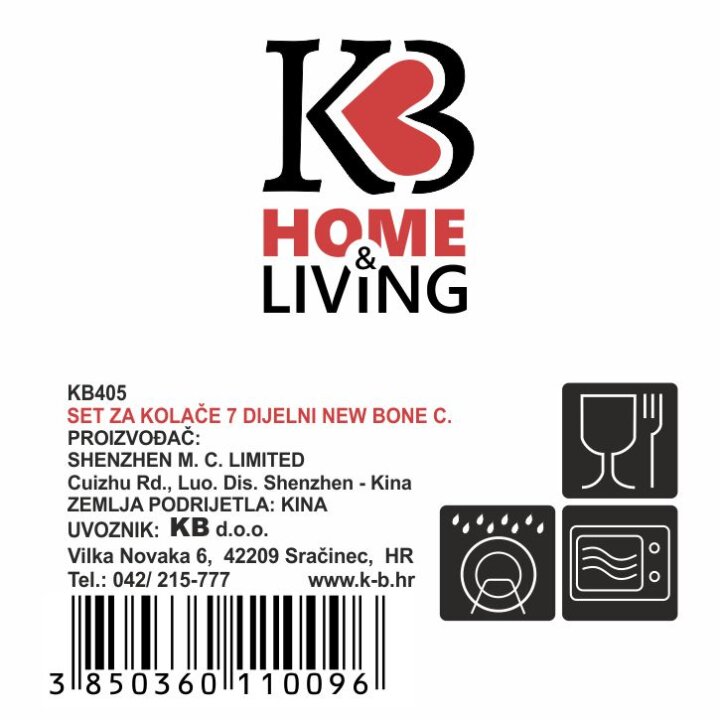 SET ZA KOLAČE 7 DIJELNI NEW BONE FLORA LUX DEKORIRANI - VALOVITI RUB