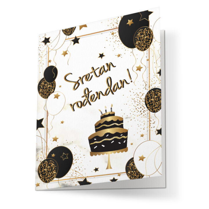 ČESTITKA ROĐENDANSKA - SRETAN ROĐENDAN - ZLATNO-CRNA