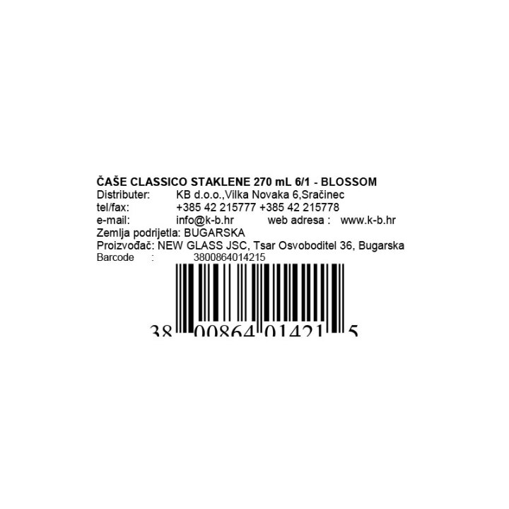 ČAŠE CLASSICO STAKLENE 270 mL 6/1 - BLOSSOM