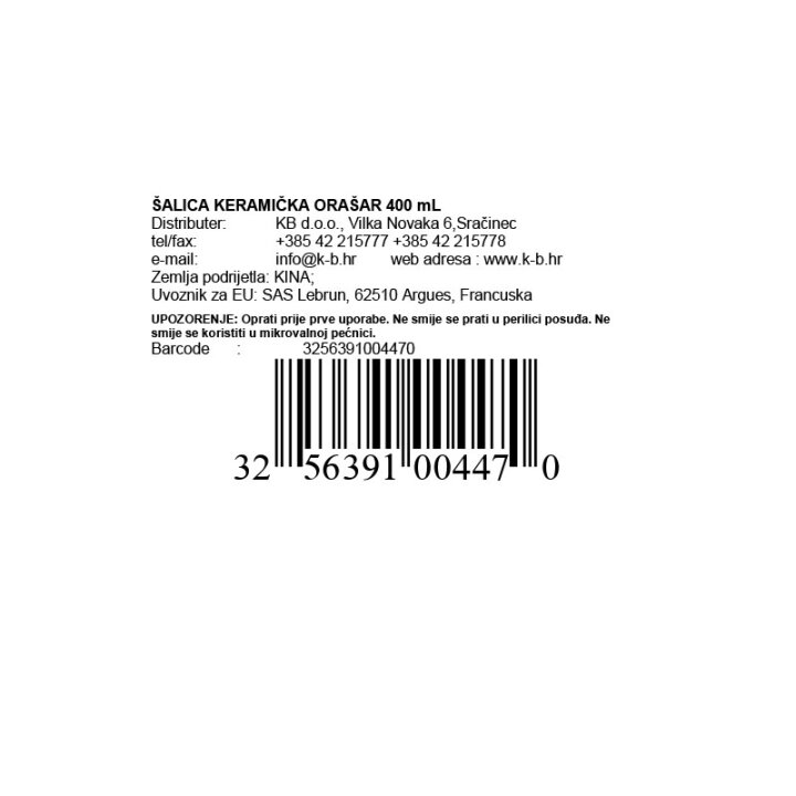 ŠALICA KERAMIČKA ORAŠAR 400 mL