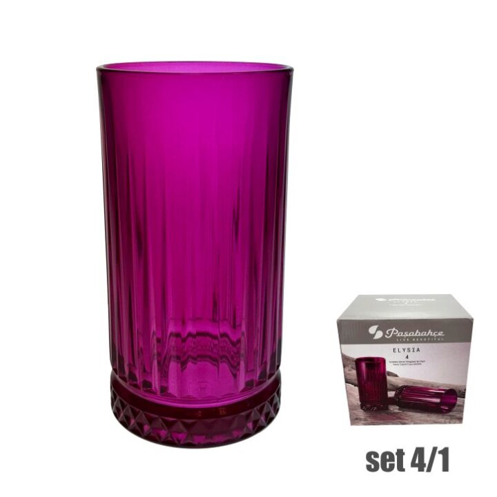 ČAŠE STAKLENE ELYSIA VISOKE 4/1 435 mL - FUCSHIA