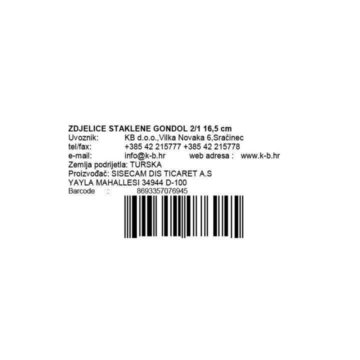 ZDJELICE STAKLENE GONDOL 2/1 16,5 cm