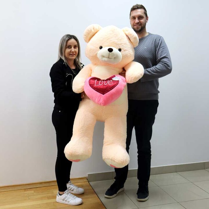 MEDO PLIŠANI KREM SA SRCEM LOVE 80 cm