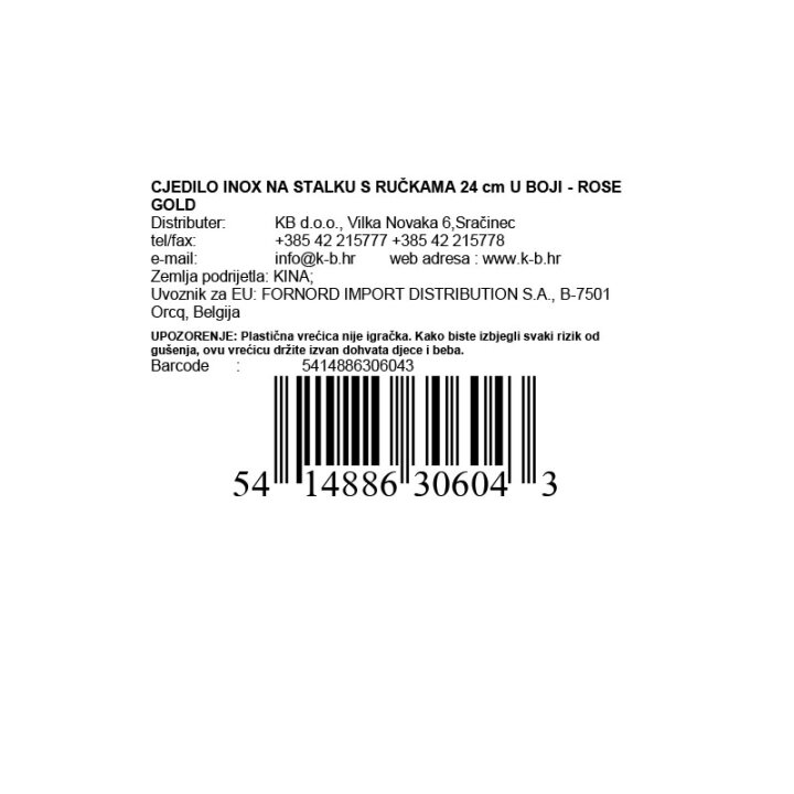 CJEDILO INOX NA STALKU S RUČKAMA 24 cm U BOJI - ROSE GOLD