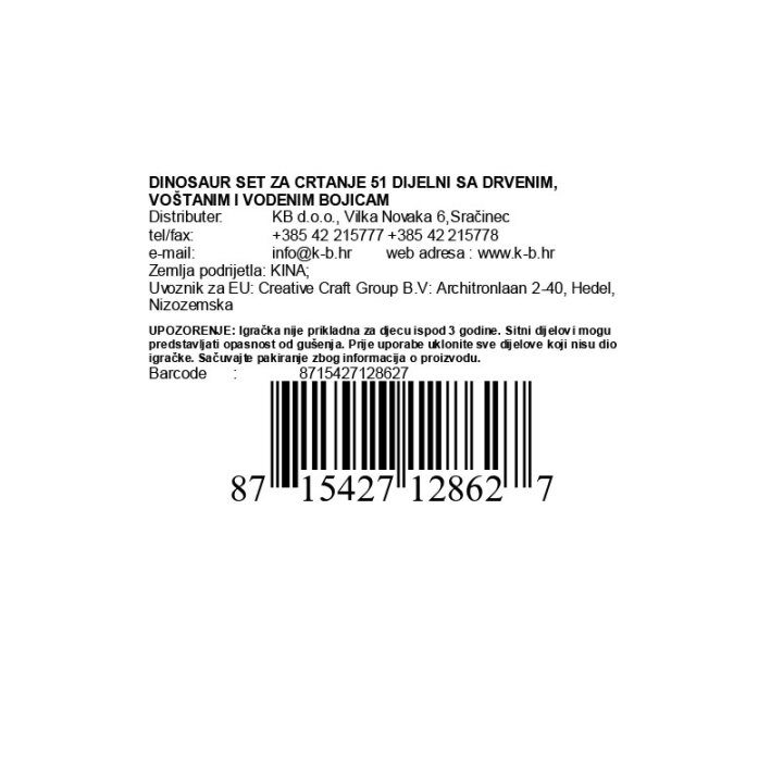 DINOSAUR SET ZA CRTANJE 51 DIJELNI SA DRVENIM, VOŠTANIM I VODENIM BOJICAMA