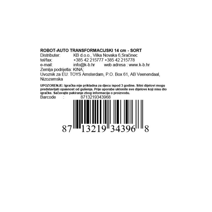 ROBOT-AUTO TRANSFORMACIJSKI 14 cm - SORT