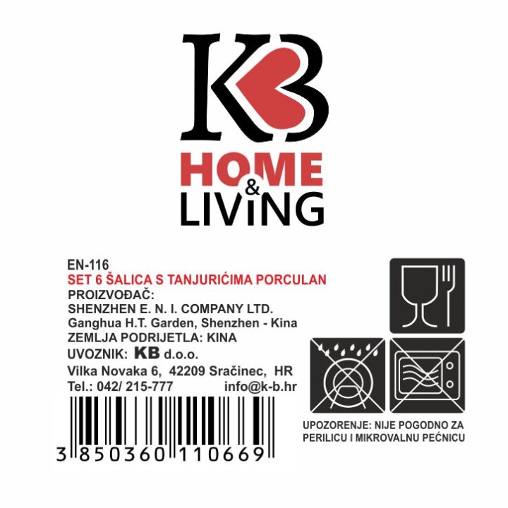 ŠALICE ZA KAVU S TANJURIĆIMA 6/1 PORCULAN 180 mL - ZLATNA LINIJA I TOČKICE