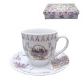 ŠALICE ZA KAVU S TANJURIĆIMA 6/1 PORCULAN 180 mL - LAVANDA