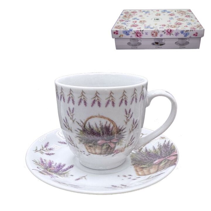 ŠALICE ZA KAVU S TANJURIĆIMA 6/1 PORCULAN 180 mL - LAVANDA
