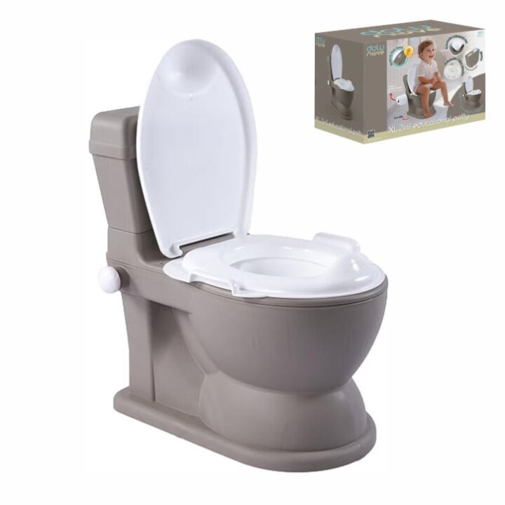 KAHLICA DJEČJA WC ŠKOLJKA XL 2u1 SA ZVUKOM I SVJETLOM SIVO-BIJELA 45x40x28 cm