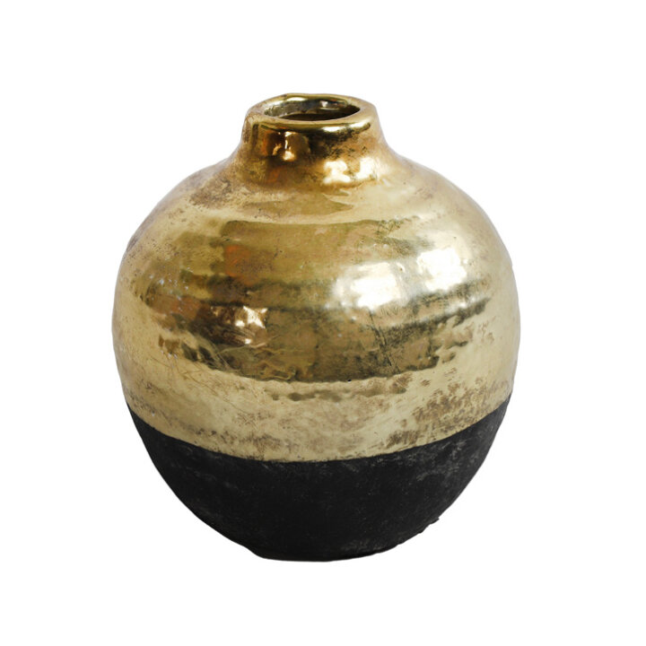 VAZA OKRUGLA KERAMIČKA CRNO-ZLATNA - COUNTRYFIELD
