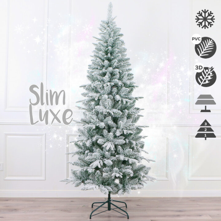 BOŽIĆNO DRVCE SLIM LUXE SA SNIJEGOM I METALNIM STALKOM 210 cm