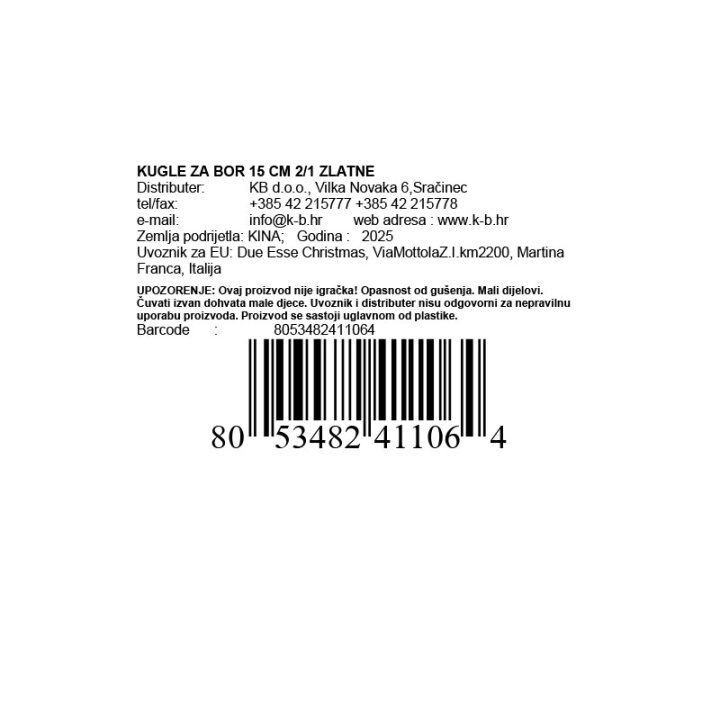 KUGLE ZA BOR 15 CM 2/1 ZLATNE