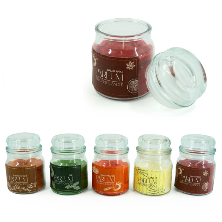 SVIJEĆA MIRISNA U STAKLENOM SVIJEĆNJAKU S POKLOPCEM 9,5x13 cm - SORT