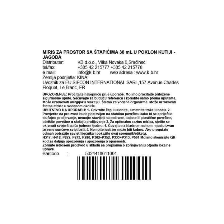 MIRIS ZA PROSTOR SA ŠTAPIĆIMA 30 mL U POKLON KUTIJI - JAGODA