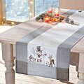 NADSTOLNJAK BOŽIĆNI SA SNJEGOVIĆEM SIVO-BIJELI 140x40 cm