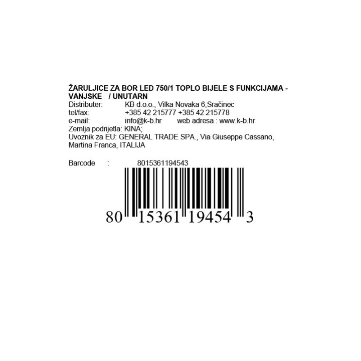 ŽARULJICE ZA BOR LED 750/1 TOPLO BIJELE S FUNKCIJAMA - VANJSKE  / UNUTARNJE